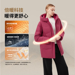 坦博尔 中老年羽绒服连帽厚款  锦洛红 L (170)