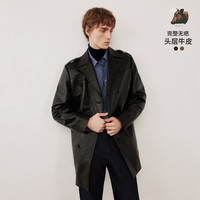 navigare 意大利小帆船真皮皮衣男士春季时尚牛皮大衣休闲中长款风衣外套男 暗夜黑 3XL 码