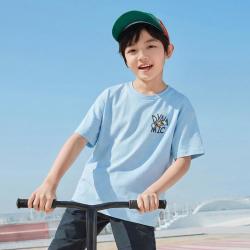 361° 儿童夏款透气男童短T时尚简约中大童短袖针织衫