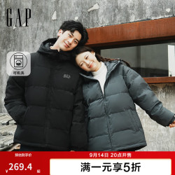 Gap 男装秋季款logo宽松连帽泡芙羽绒服百搭简约外套791896