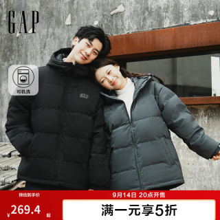 Gap 男装秋季款logo宽松连帽泡芙羽绒服百搭简约外套791896