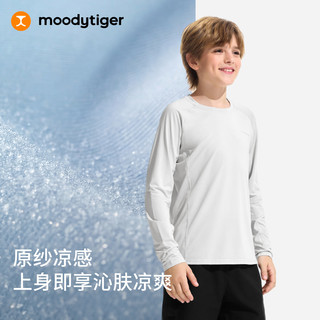 moodytiger 儿童运动长袖T恤 冰沁蓝 150