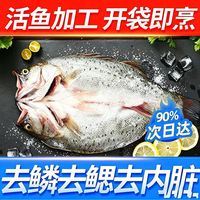 国联 特大号三去新鲜酒香海鲈鱼半成品350-400g*5条去腮去内脏
