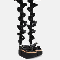 sacai Lace-up leather sandals 皮质凉鞋（过膝））