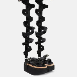 sacai Lace-up leather sandals 皮质凉鞋（过膝））
