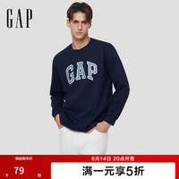 Gap 男女装秋季字母logo圆领纯棉长袖T恤宽松上衣788456