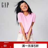 Gap 女装春季款罗纹圆领短袖针织衫常规多色上衣美版744771