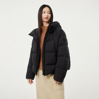 坦博尔 泡芙连帽羽绒服女短款 黑色 M码