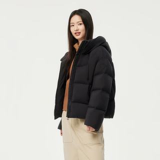坦博尔 泡芙连帽羽绒服女短款 黑色 M码