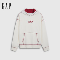 Gap 1SS623736 logo刺绣加绒连帽卫衣 象牙白 XS