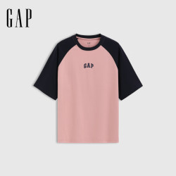 Gap 男女装秋季纯棉logo撞色插肩短袖T恤725618