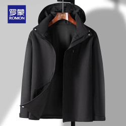 罗蒙 户外夹克衣服男女同款秋季新款可拆卸帽登山情侣外套 7J205118黑色 L