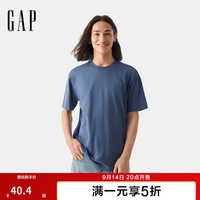 Gap 男女装秋季款纯棉纯色胶印logo短袖T恤简约百搭上衣725619 深蓝色 2XL (185/104A)亚洲尺码