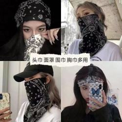 夏季防晒面纱遮阳透气女士时尚好看冰丝面罩男女通用百变头巾围脖