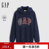 Gap 男女装冬季款logo重磅抓绒宽松连帽卫衣休闲上衣831293 海军蓝 3XL (185/108A)亚洲尺码