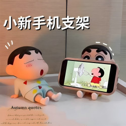 蜡笔小新潮玩礼物懒人手机支架可爱手办模型桌面装饰品摆件小物件