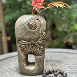 水磨坊 禅意石杵莲花花器桌面装饰摆件