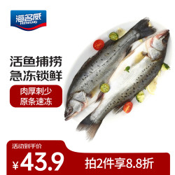 海名威 冷冻海鲈鱼850g/2条装 海鱼 生鲜鱼类 海鲜水产