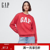 Gap 女装春季款字母logo圆领卫衣多色经典上衣美版729492 红色 XS 美码  M亚洲码165/84A