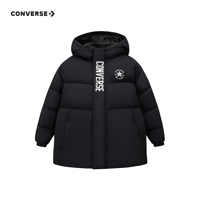 匡威 儿童高绒羽绒服 正黑色 充绒量约176g 清洁度1000+