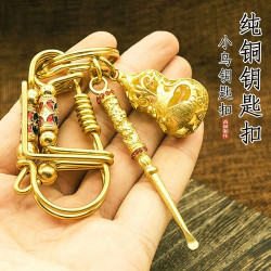 黄铜小鸟扣汽车钥匙挂件镶钻珐琅耳勺十二生肖钥匙扣轻奢挂饰礼物