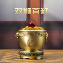 小铜记 纯黄铜故宫缸摆件黄铜米缸家居装饰品铜聚宝盆办公室工艺品
