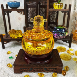 水晶琉璃聚宝盆摆件财神套餐开业送礼乔迁玄关中式