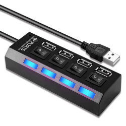 USB 集线一拖四拓展2.0 免驱 带开关