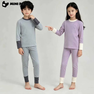 小猪班纳 男女童德绒保暖无骨家居服套装 秋衣秋裤套装