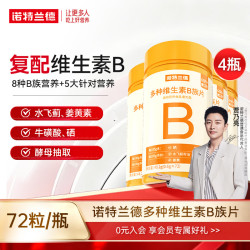 NUTREND 诺特兰德复合多种维生素B族咀嚼片VB片多种维生素b1b2b6烟酸叶酸牛磺酸 72片*4瓶