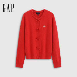 Gap 女装秋季logo花体刺绣宽松针织开衫休闲上衣887066 三色可选