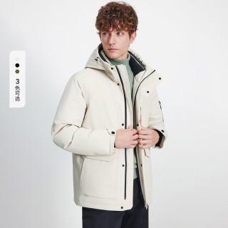 navigare 意大利小帆船三防面料中装羽绒服男秋冬季保暖连帽简约休闲外套 椰奶白