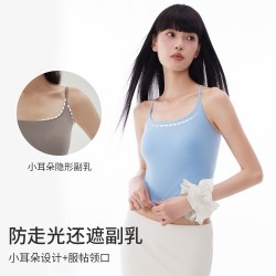半练 黑色背心细肩带吊带女夏带胸垫内搭美背免穿文胸打底上衣外穿