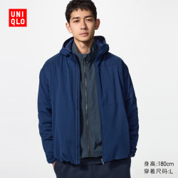 优衣库 防风摇粒绒拉链连帽外套/长袖男装486116 69 藏青色 2XL