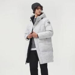 坦博尔 90%绒 中长款连帽羽绒服 男女同款 雪地印迹灰