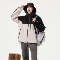 坦博尔 90%绒 三合一连帽羽绒服 男女同款 粉黑拼接
