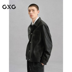 GXG 男装 工装真皮皮衣夹克男外套