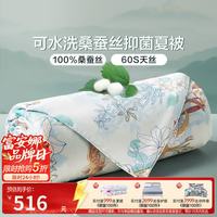 富安娜 夏凉被可水洗100%蚕丝抑菌蚕丝空调被单人双人被子 60S天丝可水洗桑蚕丝
