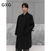 GXG 男装 商场同款黑色廓形长款风衣