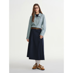 独束 大码女装设计感假两件打底条纹衬衫2025冬季新品 布蕾蓝 2XL （尺码：4）