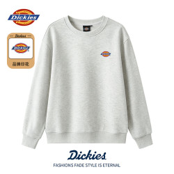 Dickies 卫衣男情侣圆领套头衫简约百搭上衣七夕节 白灰 3XL