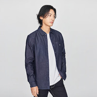Lee 标准版经典翻领小Logo男长袖复古牛仔衬衫休闲潮