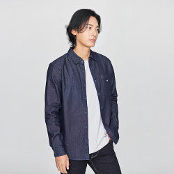 Lee 标准版经典翻领小Logo男长袖复古牛仔衬衫休闲潮