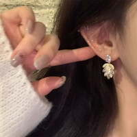 半日逅屿 ins韩系 秋冬气质闪锆花朵流苏耳环女高级感独特耳钉耳饰简约时尚 耳钉款