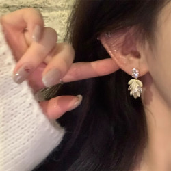 半日逅屿 ins韩系 秋冬气质闪锆花朵流苏耳环女高级感独特耳钉耳饰简约时尚 耳钉款
