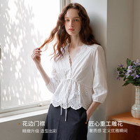 OLRAIN 2026秋季女装法式镂空长袖衣服气质通勤上衣
