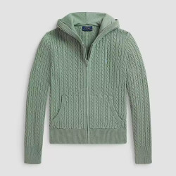 RALPH LAUREN 大童款 纯棉针织迷你麻花连帽针织衫 S/M
