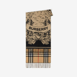 BURBERRY 双面马术骑士徽标羊绒围巾80737681