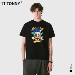 ITTONNY潮牌夏季套头T恤男女同款宽松休闲小众印花短袖T恤上衣JW