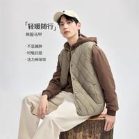 佐丹奴 2026秋冬新品菱形格纹棒球领无袖梭织百搭简约棉衣马甲男款